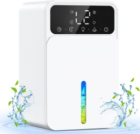 Deshumidificador Eléctrico, 2 Niveles & Modo de Suspensión, Luz LED de 7 Colores, Tanque de 1500M, con Apagado Automático, Portá